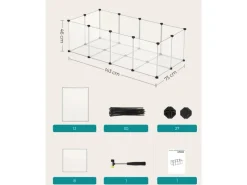 Kleintierbedarf^Feandrea Freigehege mit Bodenplatten 143 cm x 73 cm x 46 cm Weiß