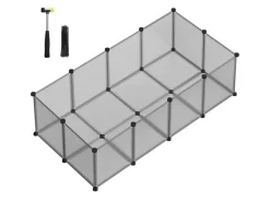 Kleintierbedarf^Feandrea Freigehege mit Bodenplatten 143 cm x 73 cm x 46 cm Grau