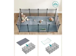 Kleintierbedarf^Feandrea Freigehege mit Bodenplatten 143 cm x 73 cm x 46 cm Grau