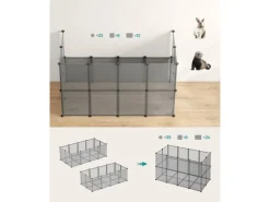 Kleintierbedarf^Feandrea Freigehege mit Bodenplatten 143 cm x 73 cm x 46 cm Grau