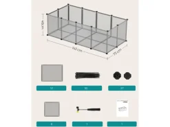 Kleintierbedarf^Feandrea Freigehege mit Bodenplatten 143 cm x 73 cm x 46 cm Grau