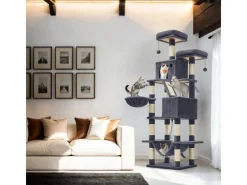 Katzenbedarf^Feandrea Kratzbaum 206 cm Rauchgrau