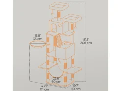 Katzenbedarf^Feandrea Kratzbaum 206 cm Rauchgrau
