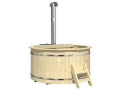 FinnTherm Sitzbänke^Holz-Badefass Bergen Ø 160 cm x 101 cm mit Ofen