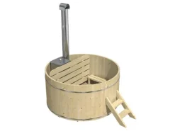 FinnTherm Sitzbänke^Holz-Badefass Bergen Ø 160 cm x 101 cm mit Ofen