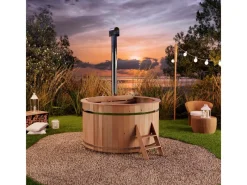 FinnTherm Sitzbänke^Holz-Badefass Bergen Ø 160 cm x 101 cm mit Ofen