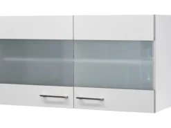 Flex-Well Exclusiv Schränke^Küchen-Glas-Hängeschrank Joelina 100 cm Weiß