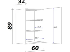 Flex-Well Exclusiv Küchen-Hängeschrank groß Joelina 60 x 89 cm Weiß