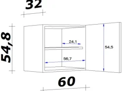 Flex-Well Exclusiv Küchen-Oberschrank Orlando 60x55cm Kaschmir Gl.-Sonoma Eiche