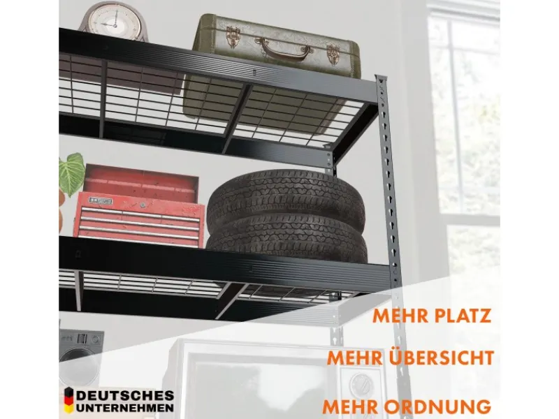 Floordirekt Regale Schwarz|Metallregale^Schwerlastregal Yukon Rivet 4 Böden 180 x 120 x 45 cm