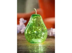 FlowerPower Dekorative Figuren^Deko-Birne Pera mit LED Ø 15 cm x 23 cm Grün