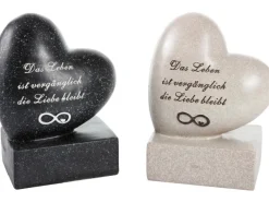 FlowerPower Kerzen^Gedenkstein Herz Unendlich 8 cm x 13 cm x 17 cm Grau