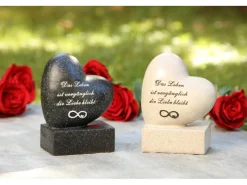FlowerPower Kerzen^Gedenkstein Herz Unendlich 8 cm x 13 cm x 17 cm Grau