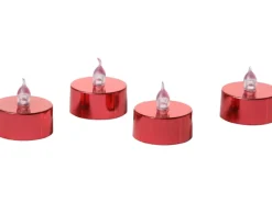 FlowerPower Kerzen^LED-Teelichter Riga 4er-Set Rot