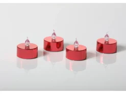 FlowerPower Kerzen^LED-Teelichter Riga 4er-Set Rot
