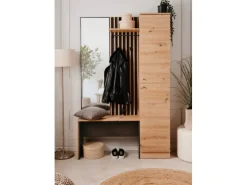 Furn.Design Möbelserien^Garderobe Eiche Artisan und Grau 122 cm 3D Lamelle Industrial Madem