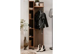 Furn.Design Möbelserien^Garderobe Eiche Artisan und Grau 80 cm 3D Lamelle Industrial Madem