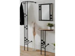 Furn.Design Garderoben-Set 3-teilig Schwarz Metall 130 cm mit Spiegel Kilby