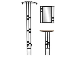 Furn.Design Garderoben-Set 3-teilig Schwarz Metall 130 cm mit Spiegel Kilby