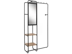 Furn.Design Möbelserien^Kompaktgarderobe Schwarz Metall 100 cm mit Spiegel Wick