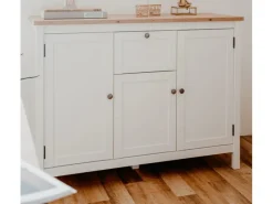 Furn.Design Sideboards^Sideboard Landhaus Weiß Eiche Artisan 120 cm 3-türig Vestland
