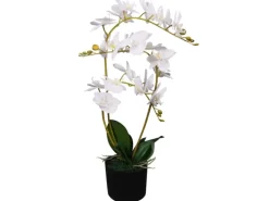 furnicato Künstliche Orchidee mit Topf 65 cm Weiß