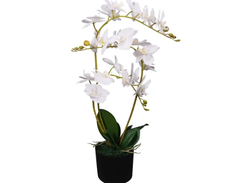 furnicato Künstliche Orchidee mit Topf 65 cm Weiß