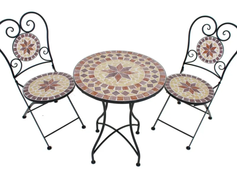 Garden Pleasure Stühle^Balkon-Set Mosaik Amarillo 3-teilig Braun