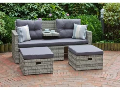 Garden Pleasure Lounge-Sofa Valletta 180 cm x 86 cm x 133 cm Grau