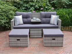 Garden Pleasure Lounge-Sofa Valletta 180 cm x 86 cm x 133 cm Grau