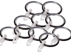 Gardinenringe mit Faltenlegehaken Schwarz Ø 25 mm