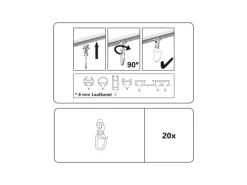 Gardinia Drehgleiter für 6 mm Laufkanal Weiß 20-er Pack