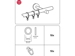 Gardinia Gardinenstangen^Gardinenringe Chicago für Ø 20 mm 10-er Pack
