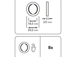 Gardinia Gardinenstangen^Gardinenringe New York für Ø 12 mm Edelstahl 8-er Pack