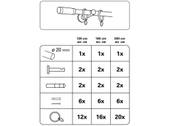 Gardinia Seilspanngarnituren^Gardinenstangen-Set Zylinder Ø 20 mm optik 160 cm