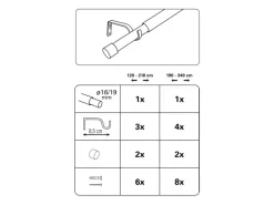 Gardinia Gardinenstangen-Set Kos Ø 16/19 mm Ausziehbar 120-210 cm Edelstahl