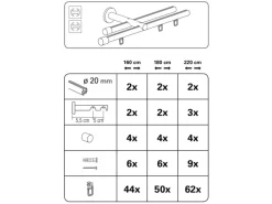 Gardinia Gardinenstangen-Set Isa 2-läufig Innenlauf II Ø 20 mm 220 cm Edelstahl