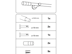 Gardinia Seilspanngarnituren^Gardinenstangen-Set Elba Ø 16/19 mm 190 cm - 340 cm