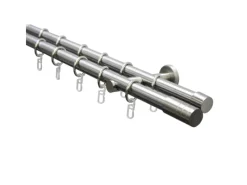 Gardinia Seilspanngarnituren^Gardinenstangen-Set Zylinder 2-läufig Ø 20 mm Edelstahloptik 160 cm