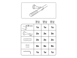 Gardinia Seilspanngarnituren|Rollos^Gardinenstangen-Set Belamy Ø 25 mm Edelstahloptik 240 cm
