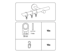 Gardinenstangen^Gardinia Holz-Gardinenringe für Vitragestange Montana Kiefer/Natur 10-er Pack