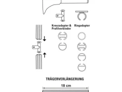 Gardinia Seilspanngarnituren^Universal Träger Chicago 1 - und 2 - Lauf Schwarz - Matt