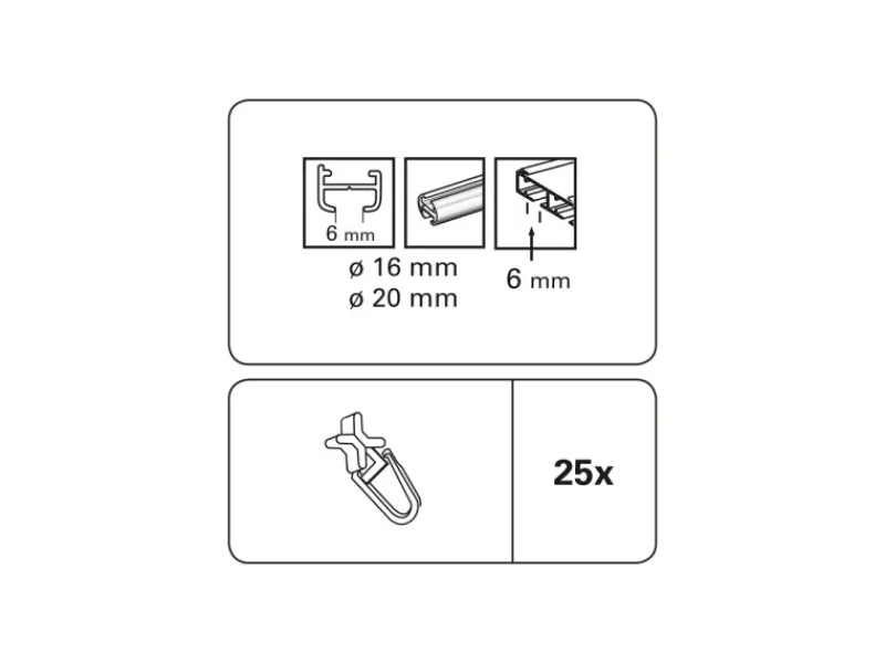 Gardinia Gardinenschienen^X-Gelenkgleiter Weiß 25-er Pack