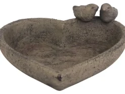 Vogeltränken^Garten-Vogeltränke Herzform Ø 26 cm Dunkelgrau