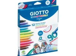Künstlerfarben^Giotto Decor Textile Textilmarker Pinselspitze verschiedene Farben 12 Stück
