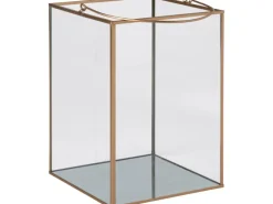 Glas-Laterne Safari Lodge 22 cm x 17 cm x 17 cm Gold-Rahmen