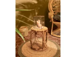 Glas-Laterne Safari Lodge 22 cm x 17 cm x 17 cm Gold-Rahmen