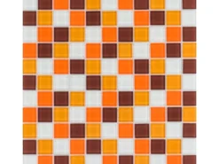 Glasmosaikmatte Simpli Orange-Braun-Mix groß 30 cm x 30 cm