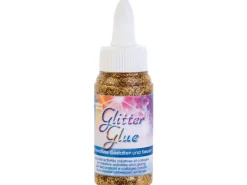 Bastelkleber^Glitterglue Flasche 60 ml Dosierverschluss Hellgold