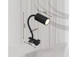 Globo Weitere Regale^Klemmstrahler Robby 1-flammig Schwarz matt 290 x 100 x 415 mm